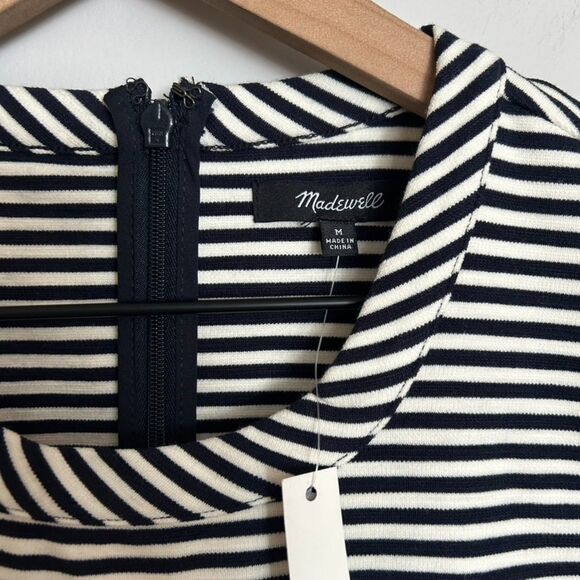 Madewell Navy and White Striped Afternoon Dress Fit and Flare Size Medium - Picture 5 of 9